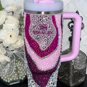 30 oz Stanley Rhinestone Tumbler – Pink Geode Bling Cup